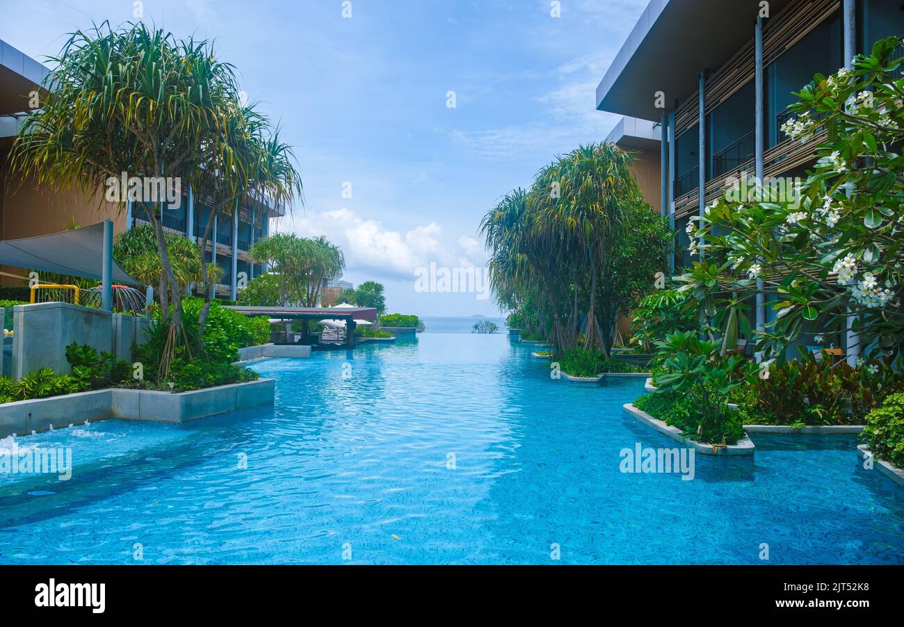 Pattaya Thailand August 2022, Luxury hotel with swimming pool