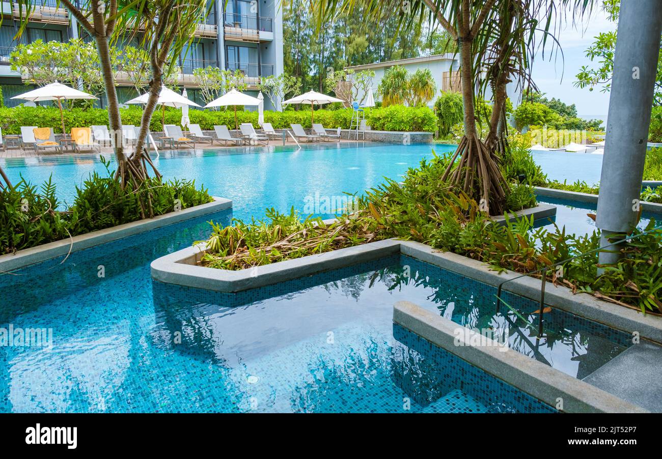 Pattaya Thailand August 2022, Luxury hotel with swimming pool