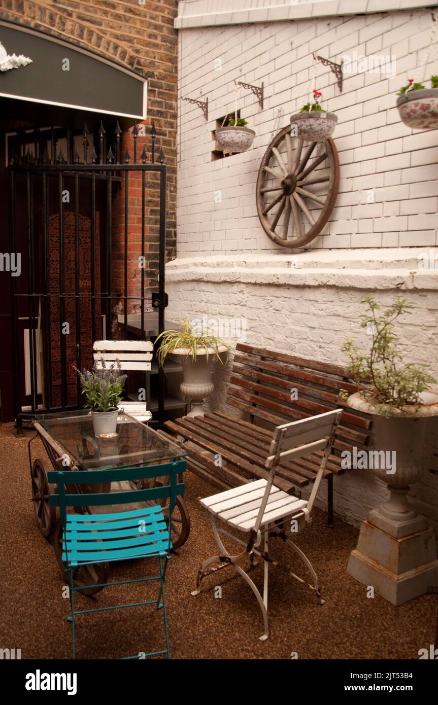 Small cafe, Portobello Garden Arcade Portobello Road Market, London, UK