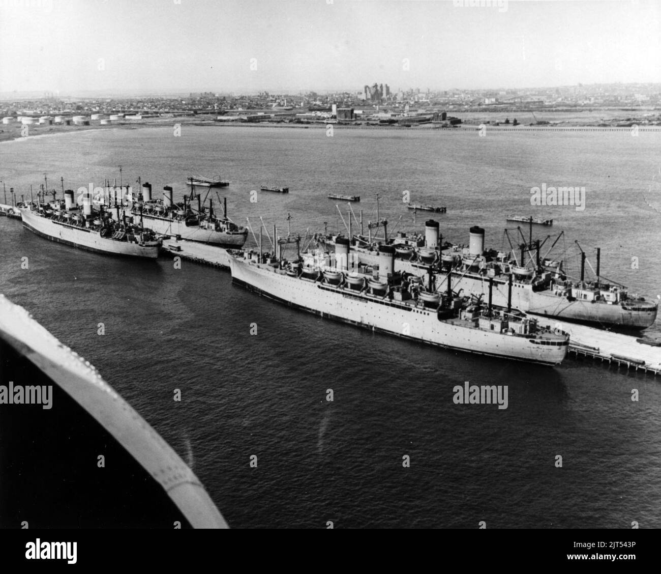 U.S. Military Sea Transport Service transports laid up at the Cavin