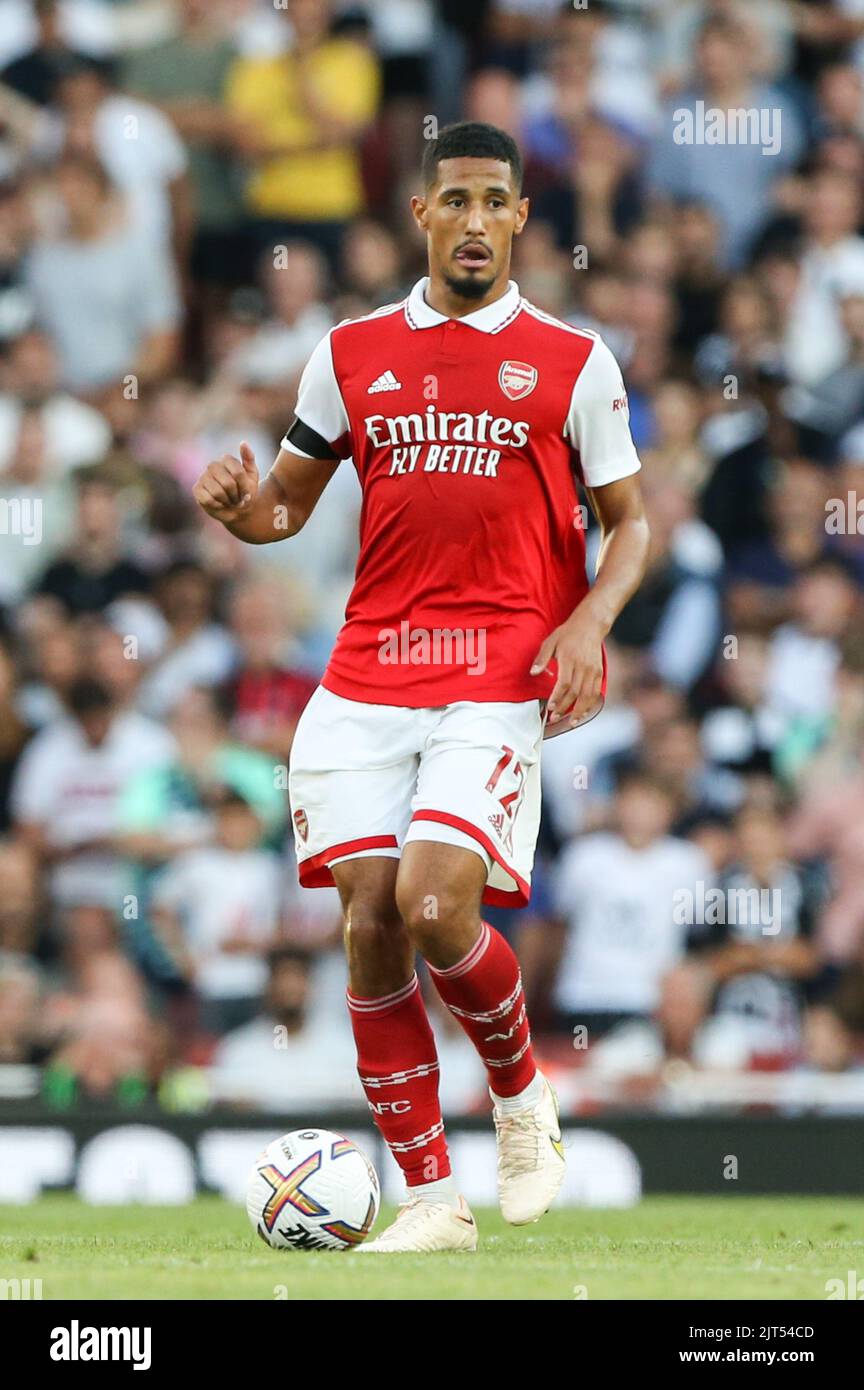 William Saliba #12 of Arsenal on the ball Stock Photo