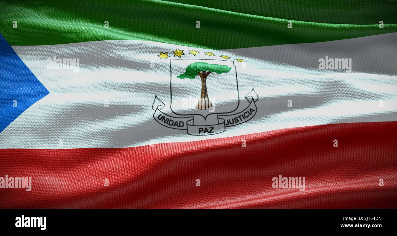 Equatorial Guinea national flag waving background. Flat backdrop with copy space. Stock Photo