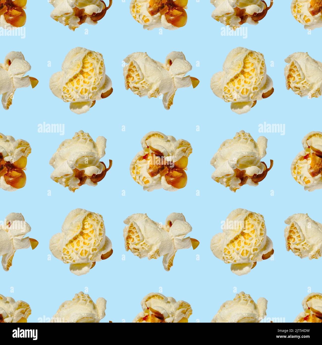 seamless pattern - popcorn. popcorn on a blue background, pattern Stock Photo