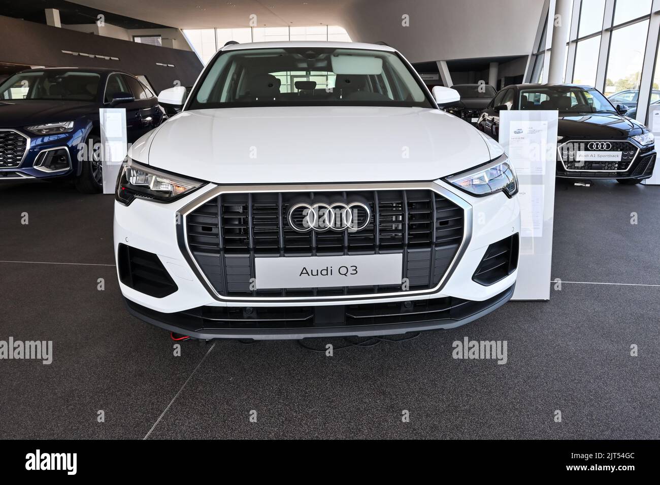 Gdansk, Poland - August 27, 2022: New model of Audi Q3 presented in the car showroom of Gdansk Stock Photo