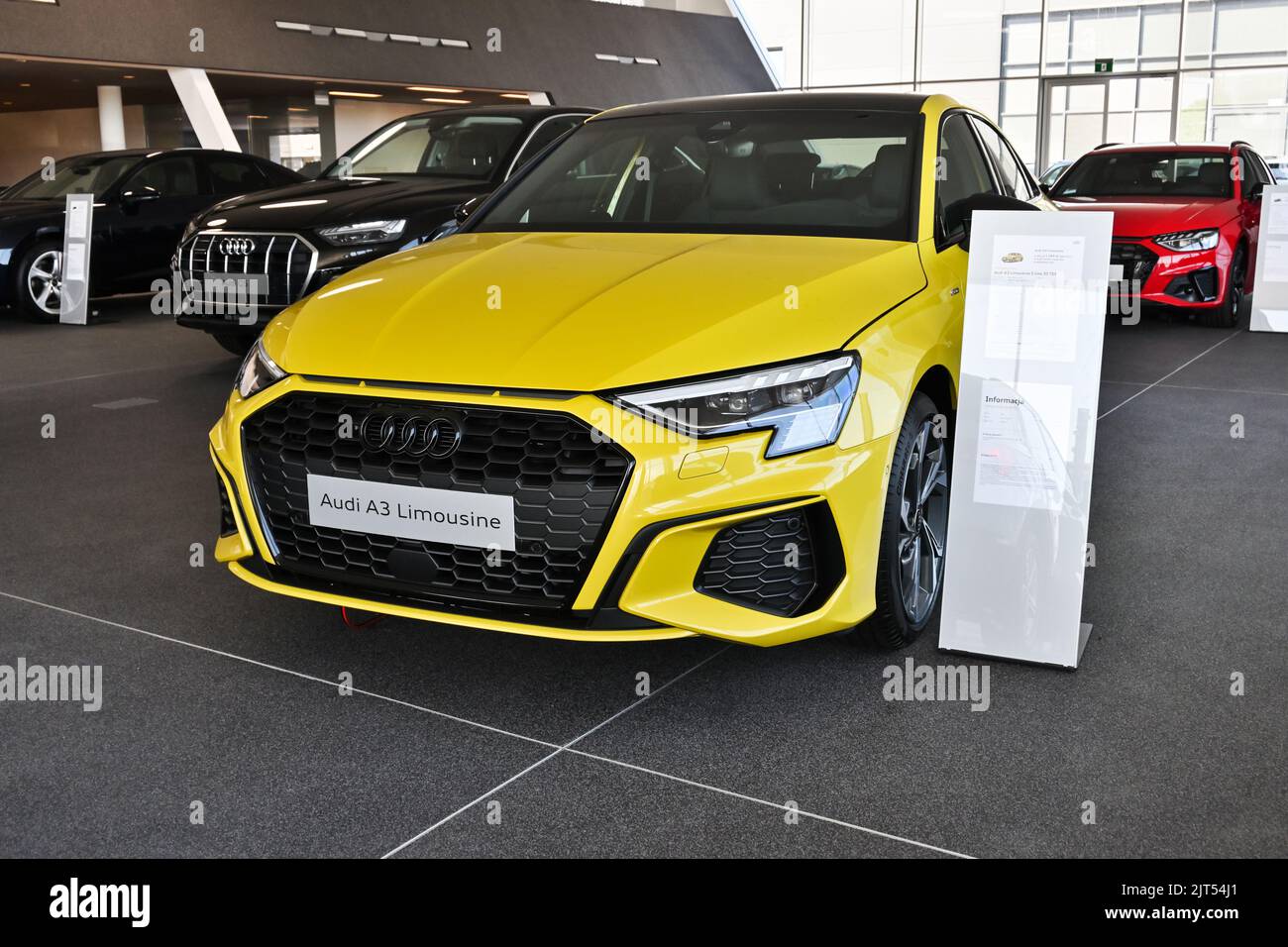 Gdansk, Poland - August 27, 2022: New model of Audi A3 Limousine presented in the car showroom of Gdansk Stock Photo