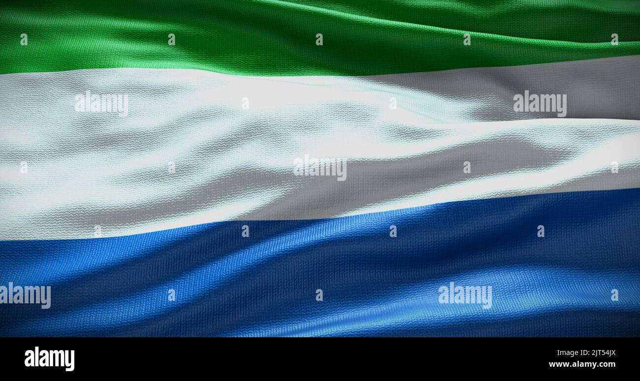 Sierra Leone national flag waving background. Flat backdrop with copy ...
