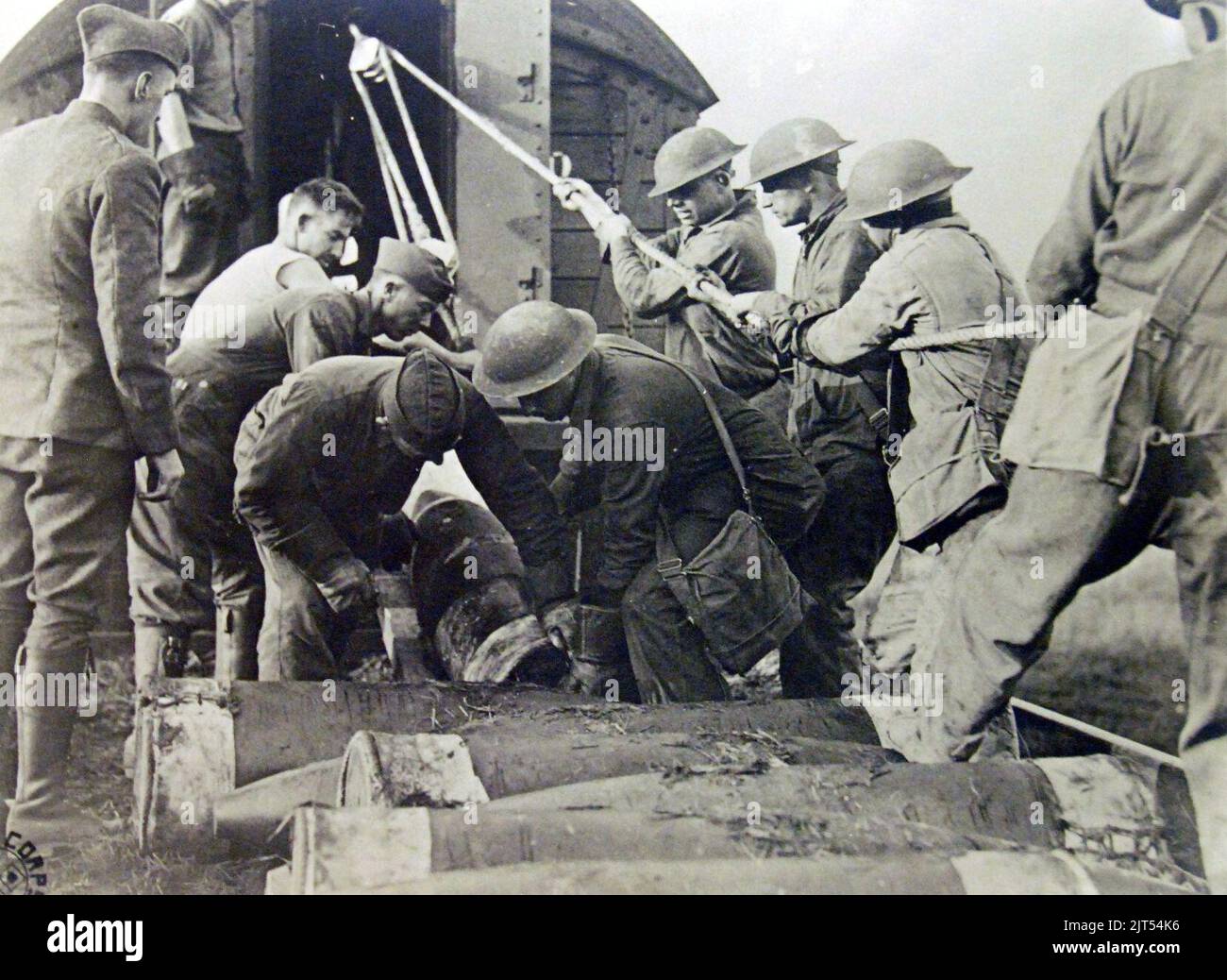 U.S. Navy 14” Naval Railway Battery MK1, Loading Ammunition into ...