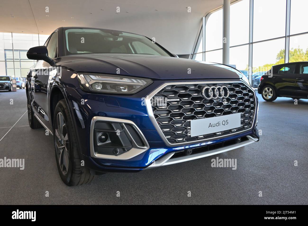 Gdansk, Poland - August 27, 2022: New model of Audi Q5 presented in the car showroom of Gdansk Stock Photo