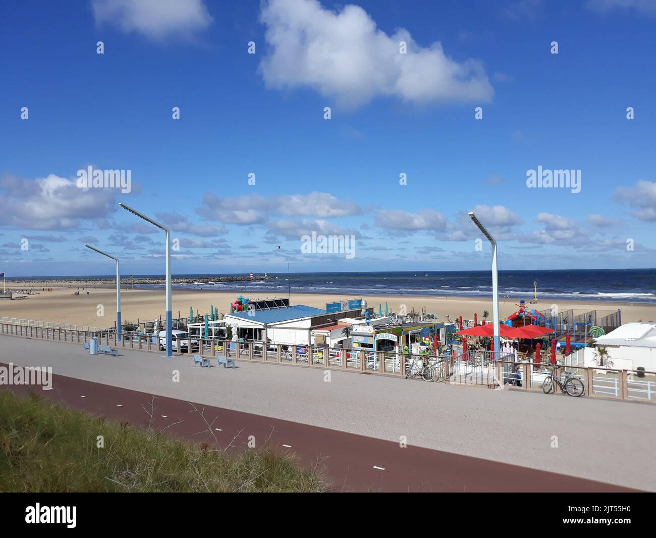 The view of the beach on a summer day. Den Haag, Netherlands. Stock Photo