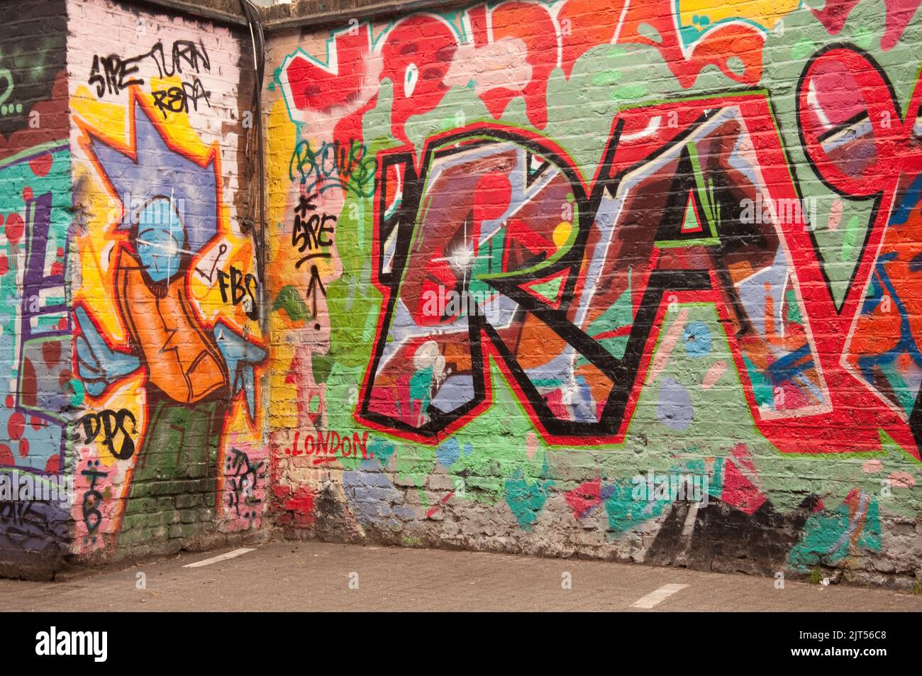 Graffitti, Portabello Road Market, London, UK Stock Photo