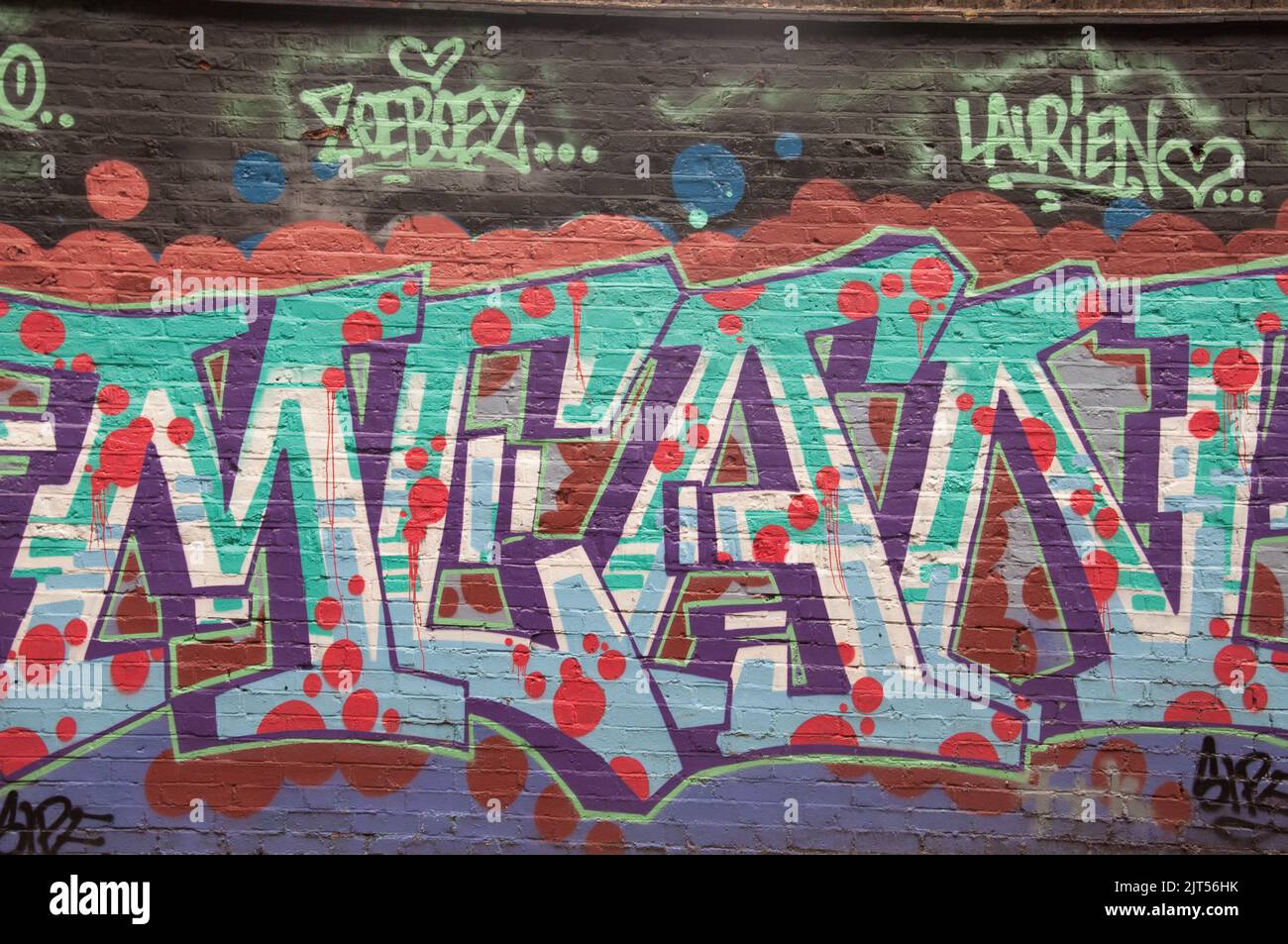 Graffitti, Portabello Road Market, London, UK Stock Photo