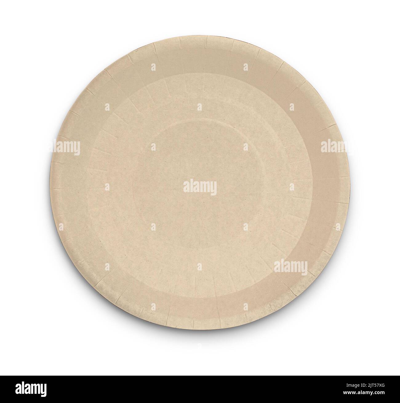 cardboard disposable plate top view, isolated on white with clipping path Stock Photo