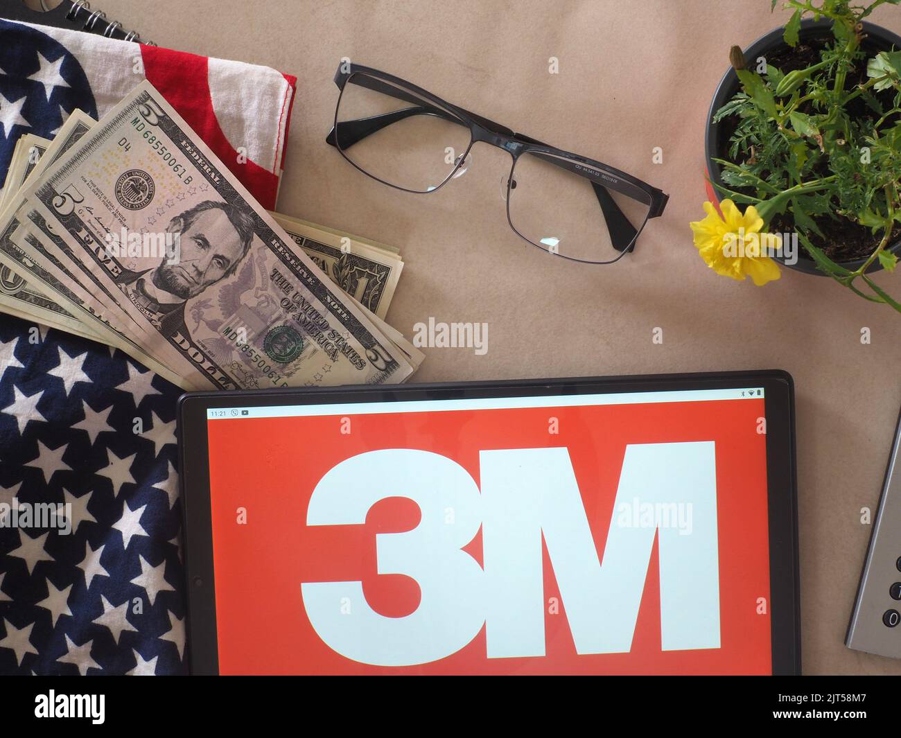 In this photo illustration, 3M Company (originally the Minnesota Mining and Manufacturing Company) logo seen displayed on a tablet Stock Photo
