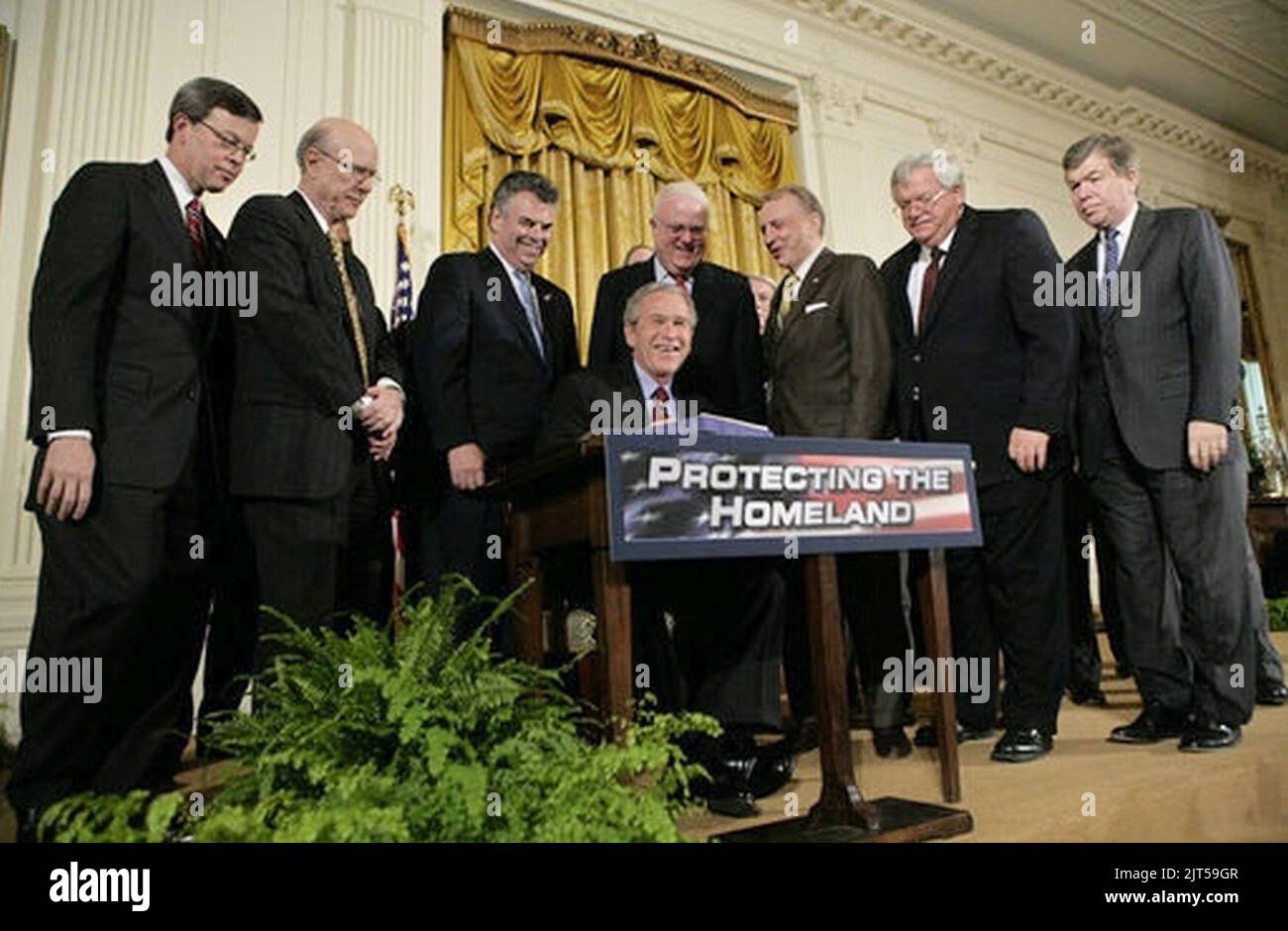 U.S. President George W. Bush signs H.R. 3199, USA Patriot Improvement and Reauthorization Act. Stock Photo