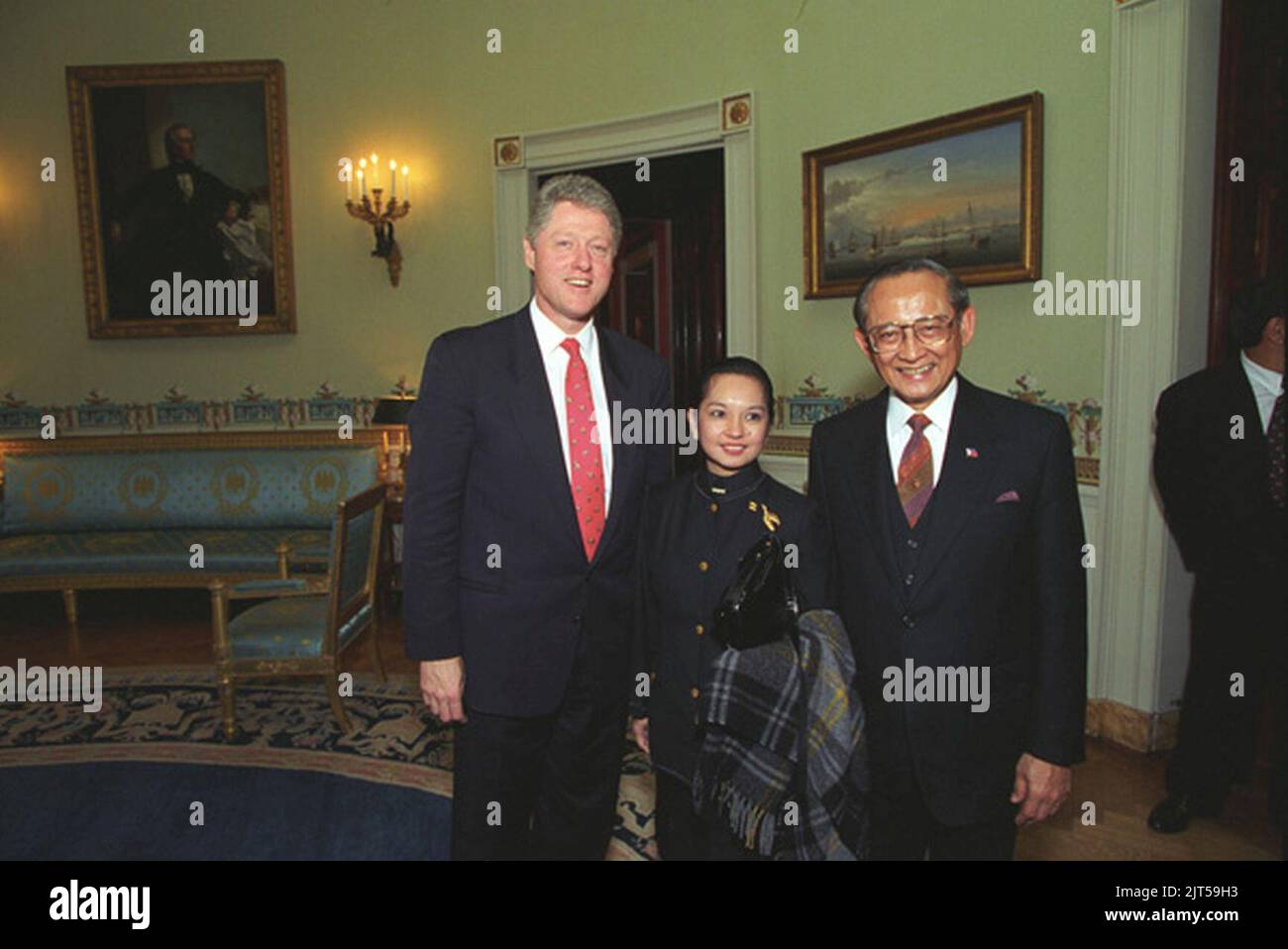 U.S. President Bill Clinton with Philippine President Fidel V. Ramos and Philippine Senator Gloria Macapagal-Arroyo. Stock Photo