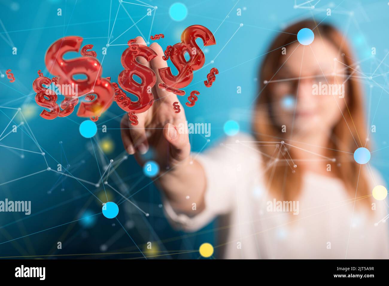 A person tapping a floating digital render of paragraph icons Stock ...