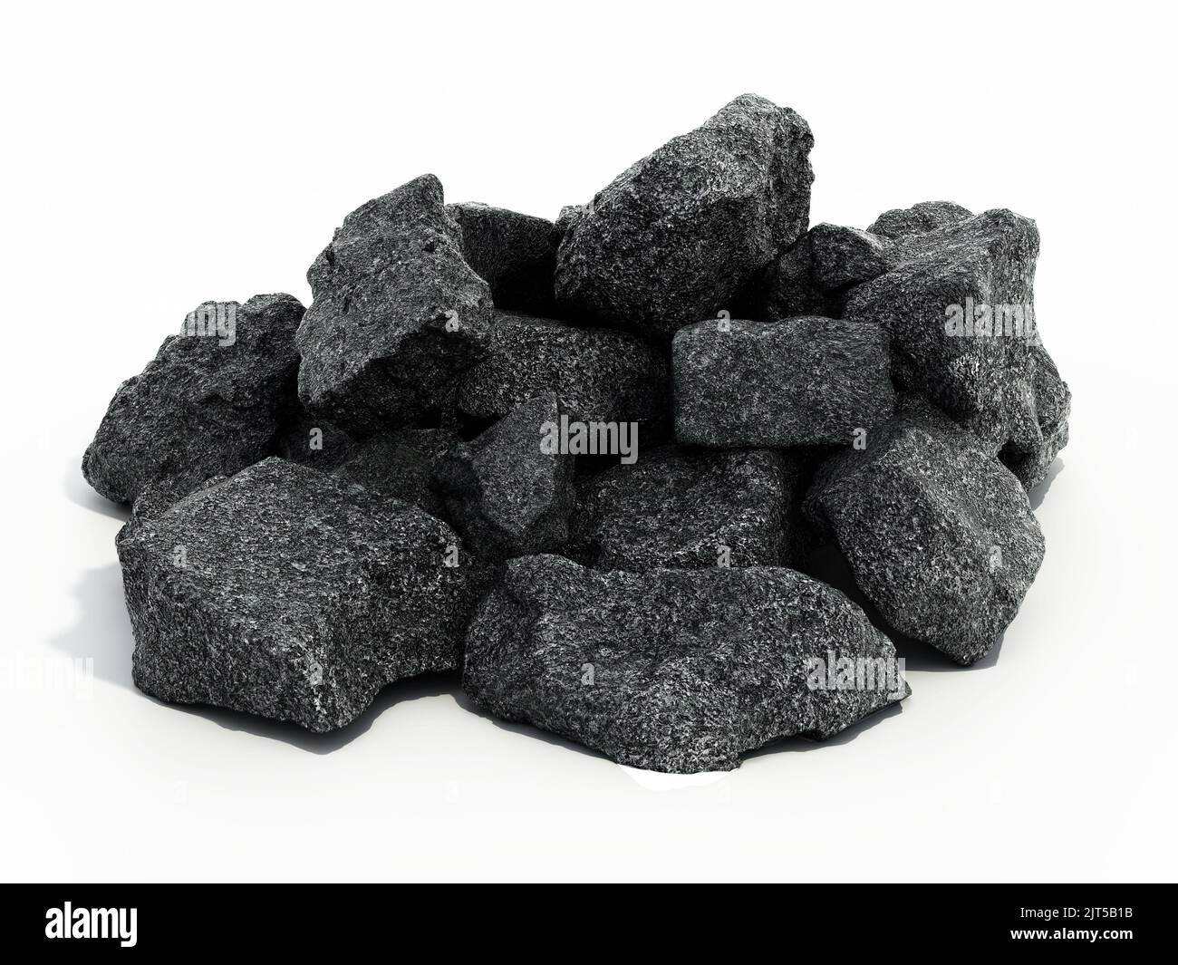Group of stones isolated on white background. 3D illustration. Stock Photo