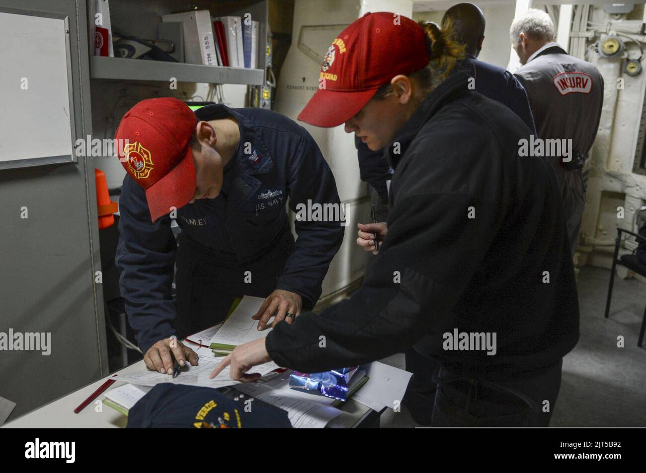 Insurv U.S. Sailors aboard the amphibious transport dock ship USS Mesa Verde ...