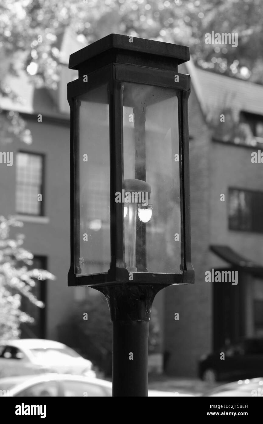 Simple typical iron metal gas light in a black and white monochrome
