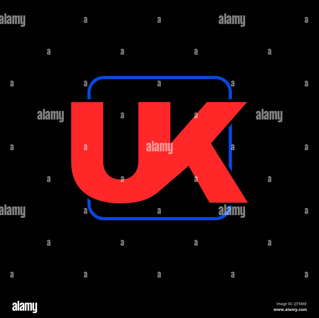 The UK company name initial red letter monogram logo design concept on