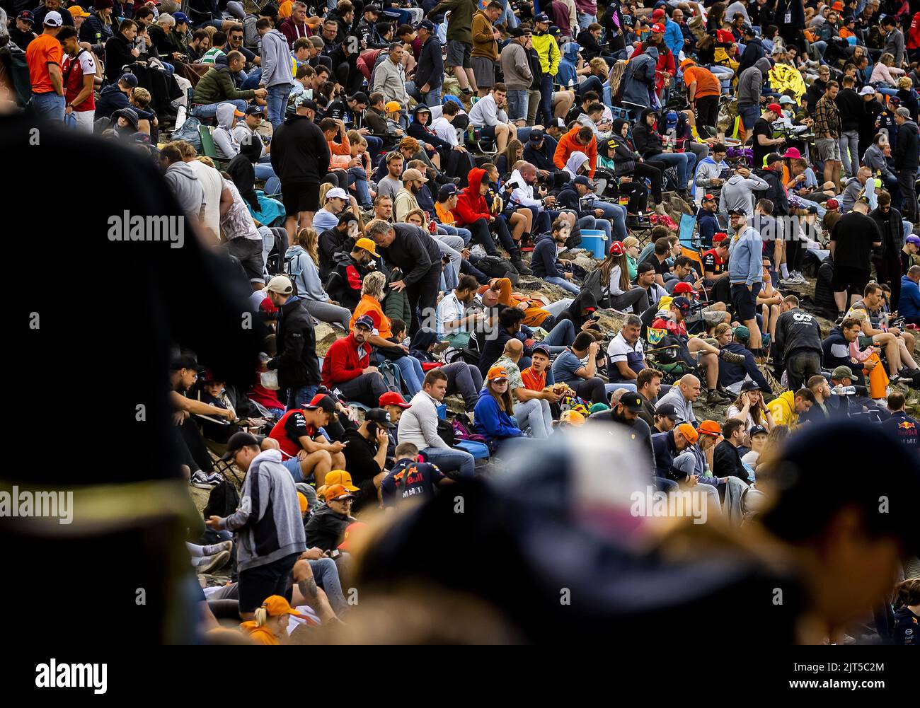 SPA - Fans on the track leading up to the F1 Grand Prix of Belgium at the Spa-Francorchamps circuit on August 29, 2022 in Spa, Belgium. REMKO DE WAAL Stock Photo