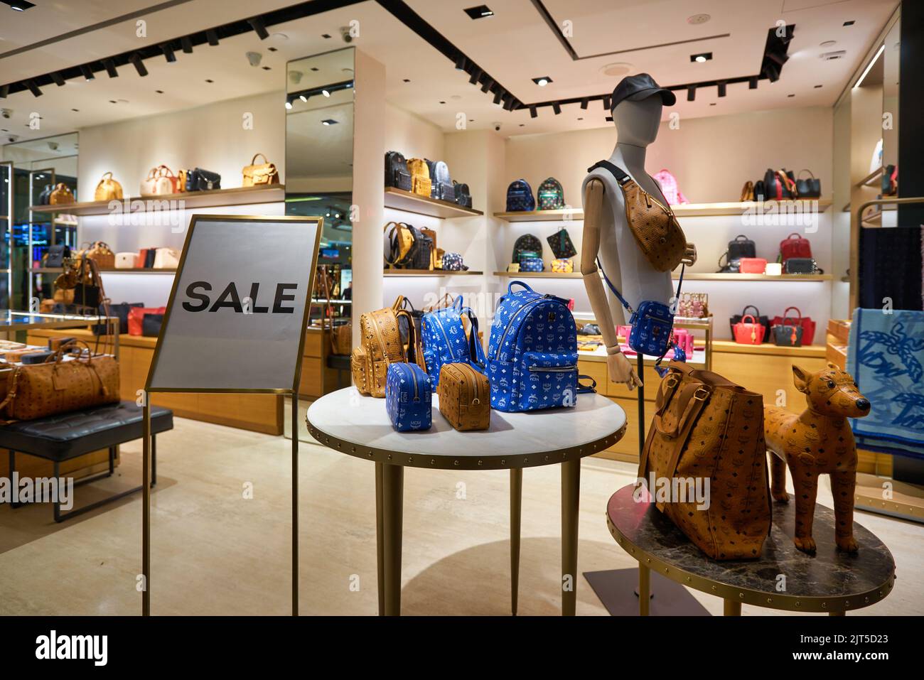 SINGAPORE - CIRCA JANUARY, 2020: MCM bags on display at store in ...
