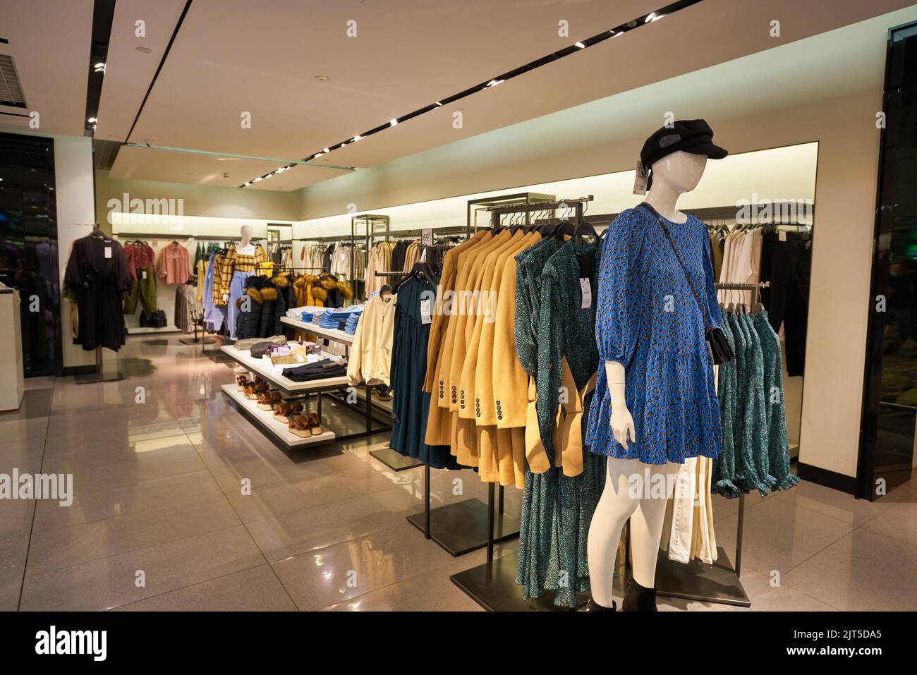 SINGAPORE - CIRCA JANUARY, 2020: clothes on display at Zara store in ...