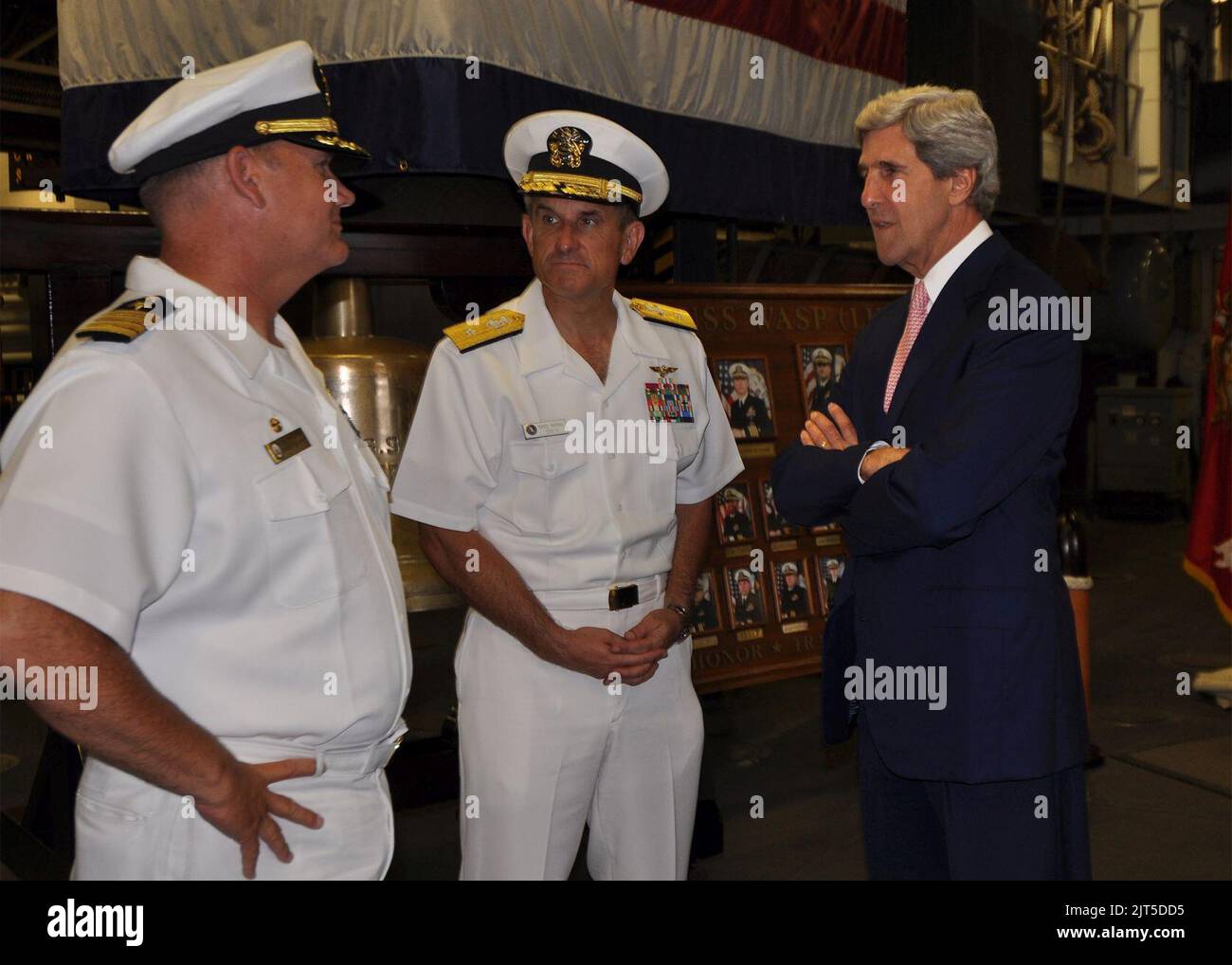 U.S. Senator John Kerry speaks with Navy officers (7535477650 Stock