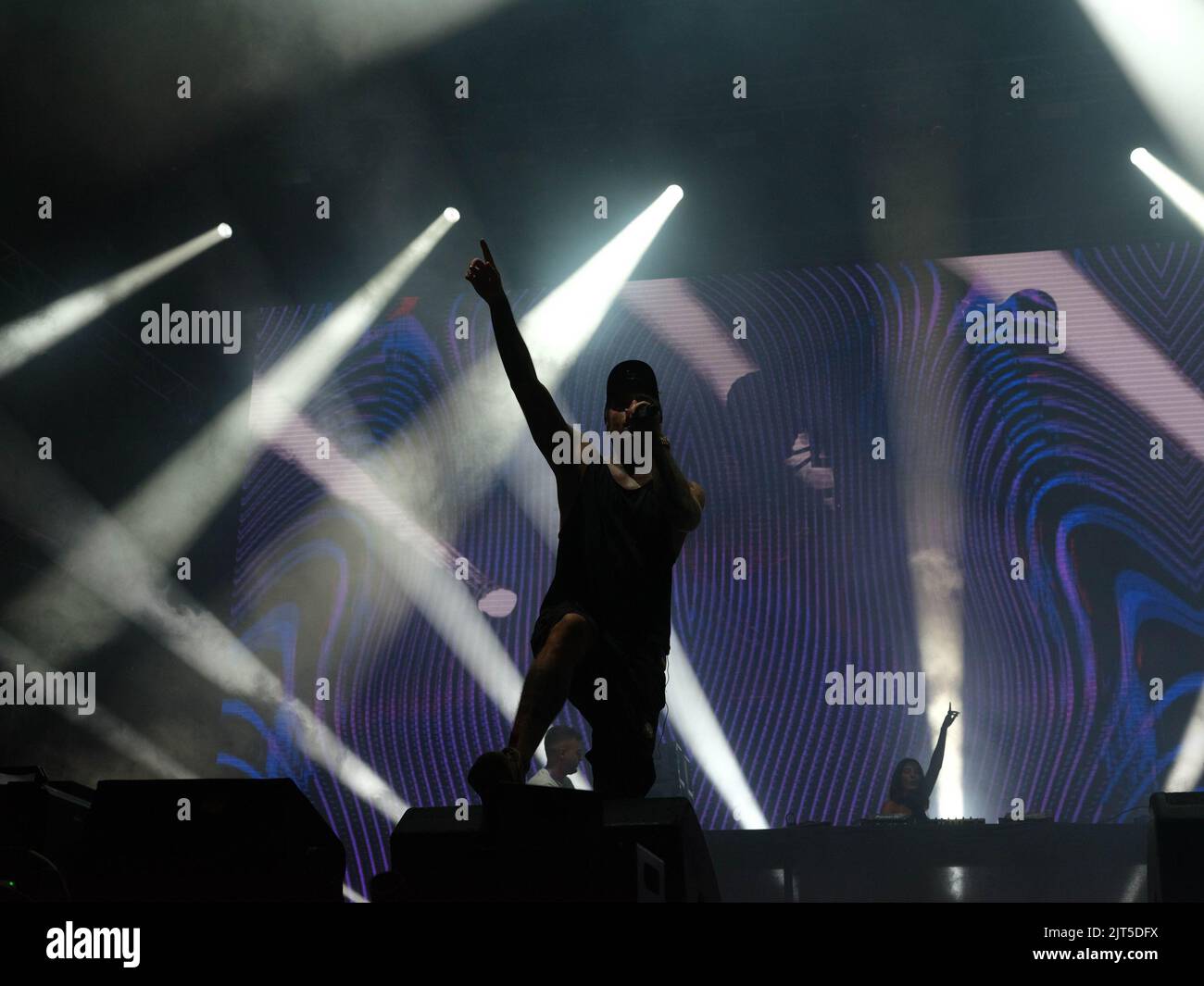 Fedez performing during the Sunny Hill Festival 2022 on August 26, 2022 ...