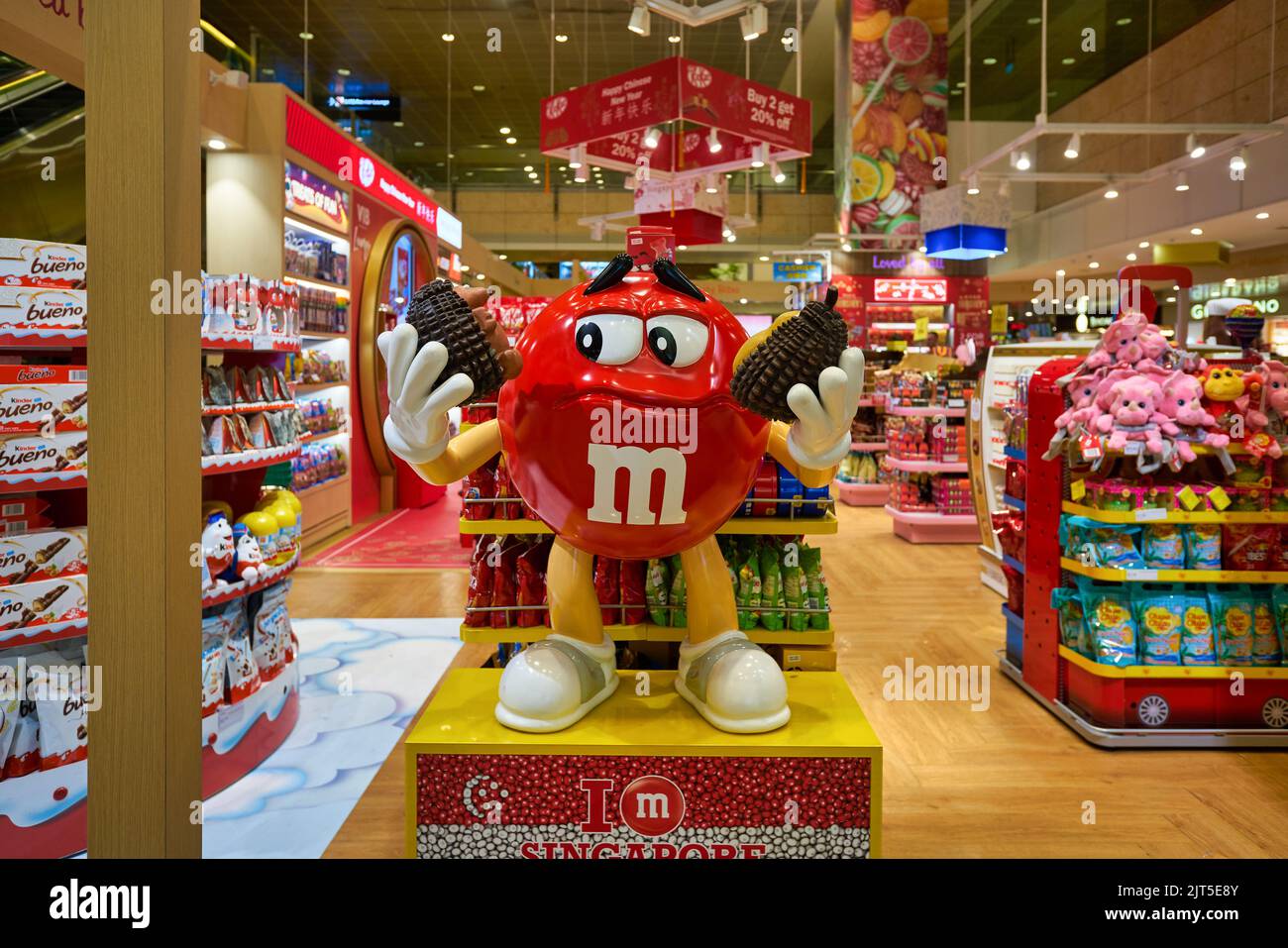 SINGAPORE CIRCA JANUARY, 2020 M and M candy red character on display
