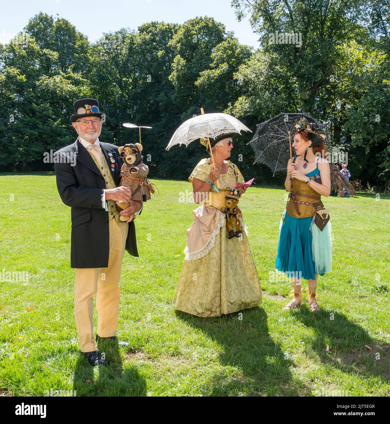Older couple and young lady dressed for Lincoln Steampunk Festival, Lincoln 2022 Stock Photo