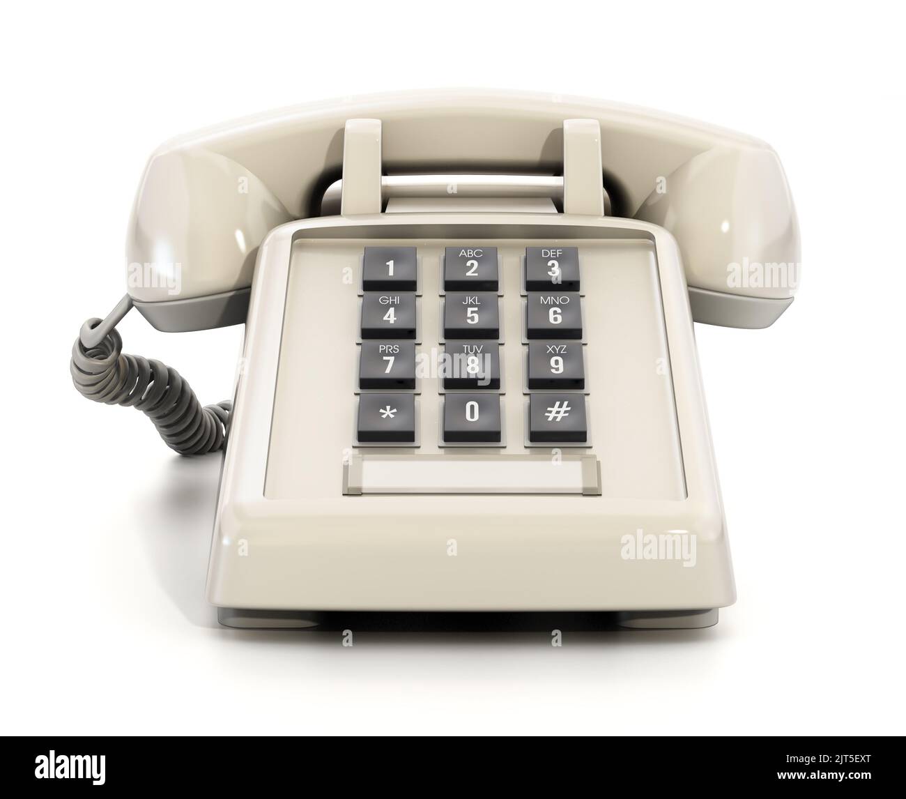 Retro analogue telephone with keys isolated on white background. 3D illustration Stock Photo