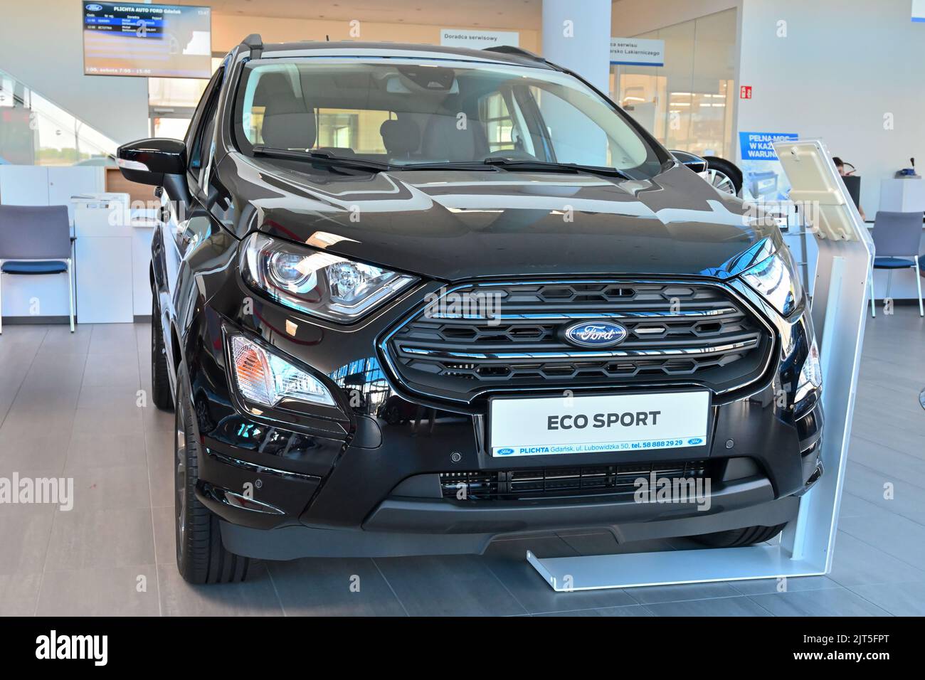 Gdansk, Poland - August 27, 2022: New model of Ford Eco Sport SUV presented in the car showroom of Gdansk Stock Photo