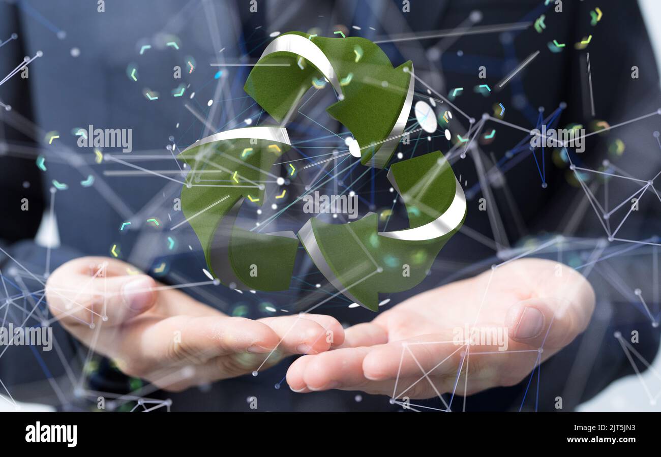 A 3D rendered ecosystem hovering in mans hand Stock Photo - Alamy