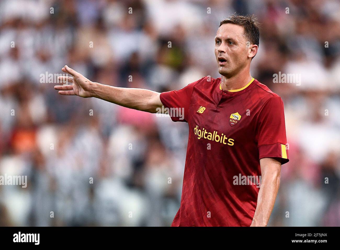 Tuin, Italy. 27 August 2022. Nemanja Matic of AS Roma gestures during the Serie A football match between Juventus FC and AS Roma. Credit: Nicolò Campo/Alamy Live News Stock Photo
