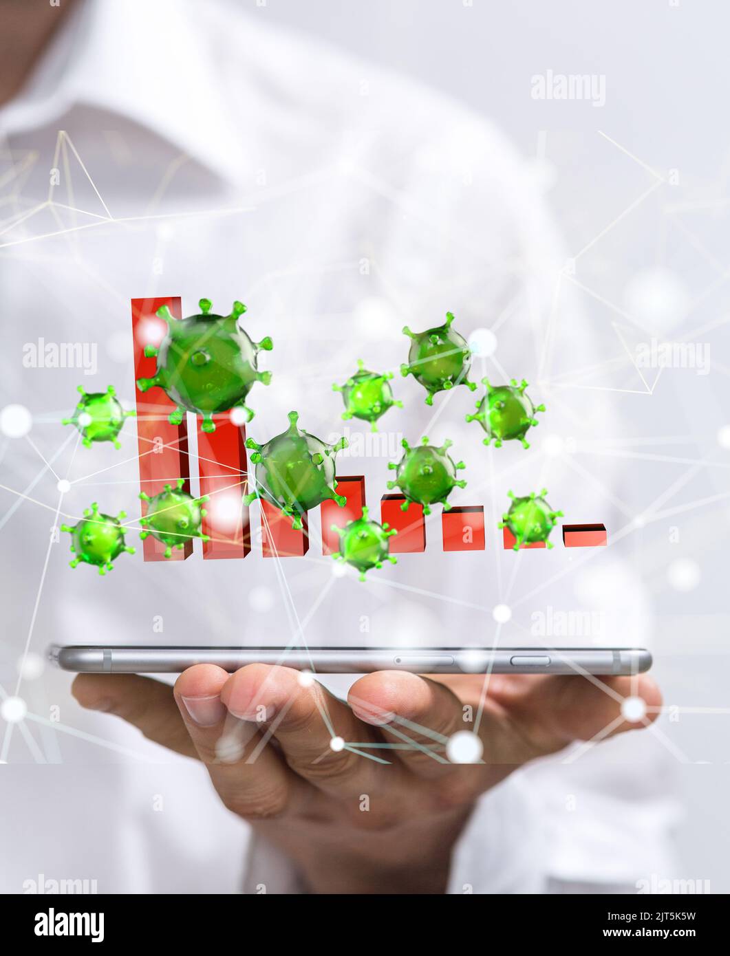 Virus connecting lines and dots.Big data visualization. Financial stock ...