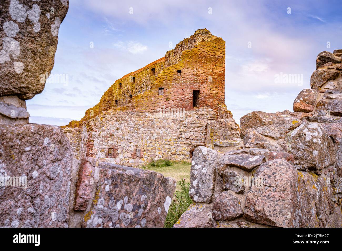 Ruins of the castle Hammershus on sunny day on island Bornholm, Denmark