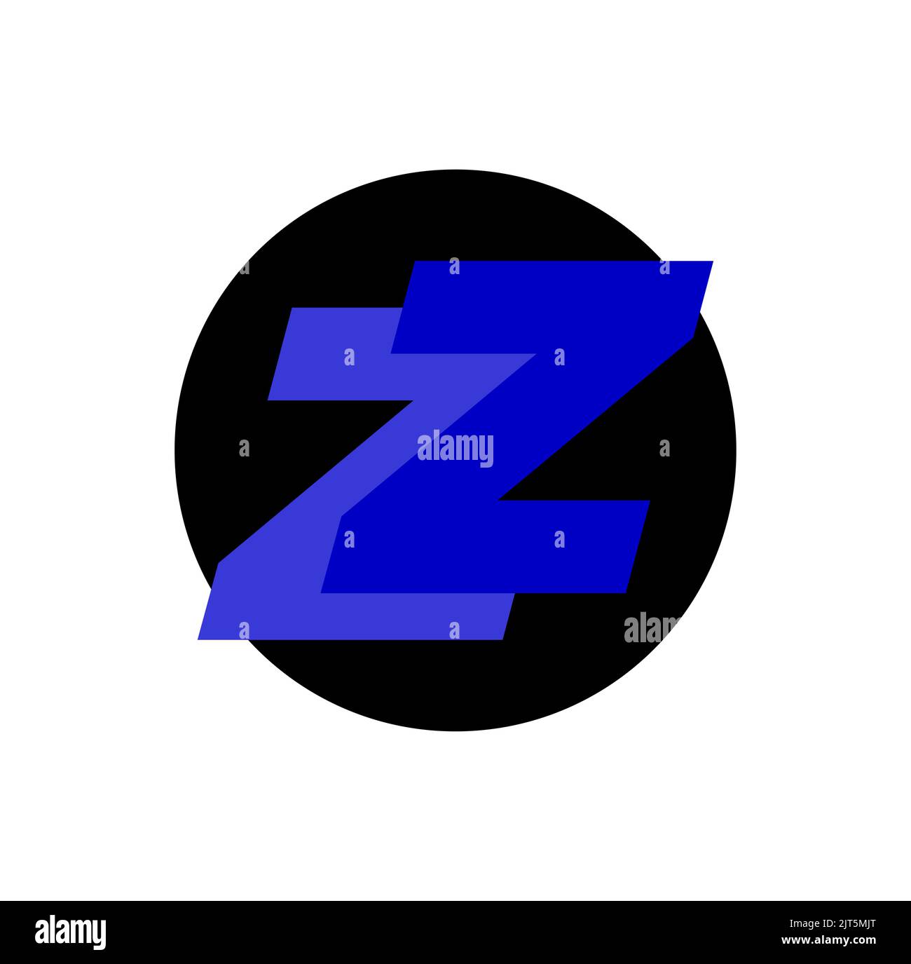 The ZZ company name initial letters monogram on dark grey round shape background, logo design