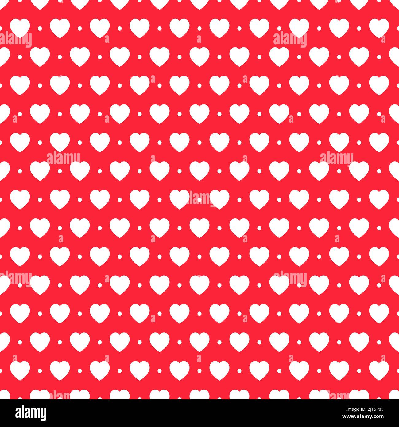 Valentine seamless heart vector pattern. Simple white hearts on red background. Stock Vector