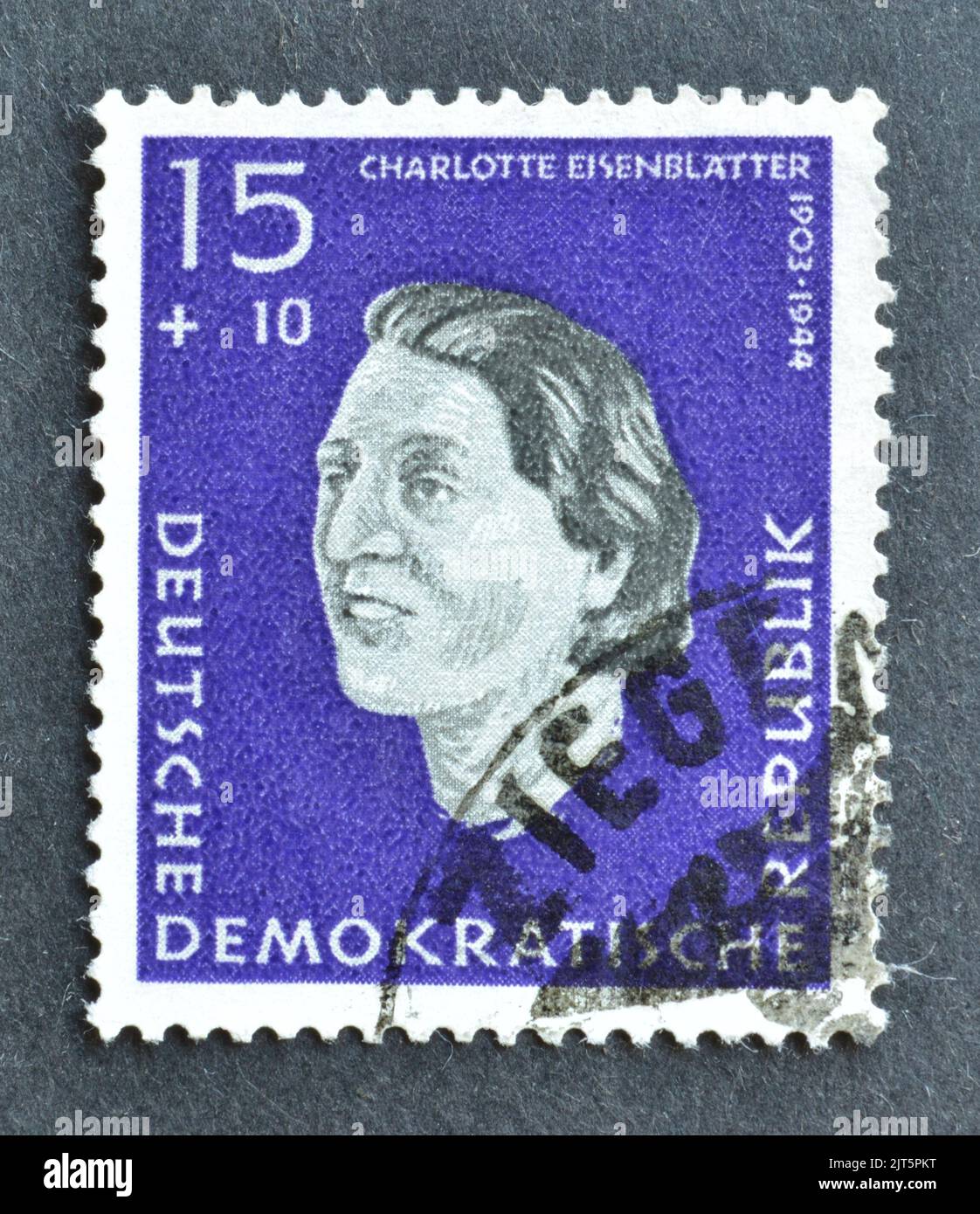 Cancelled postage stamp printed by East Germany, that shows portrait of