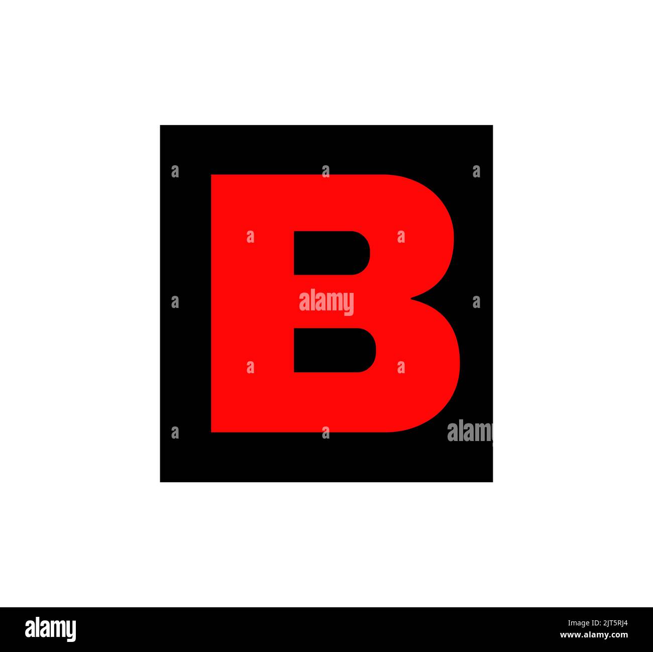 The B company name initial red letter logo design concept on dark grey