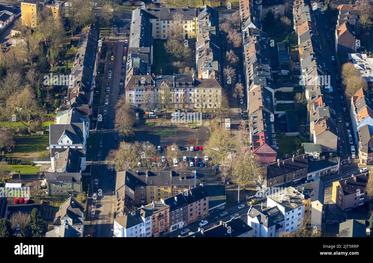 Aerial view, housing estate Amtsplatz Amtsstraße in Hamme district in