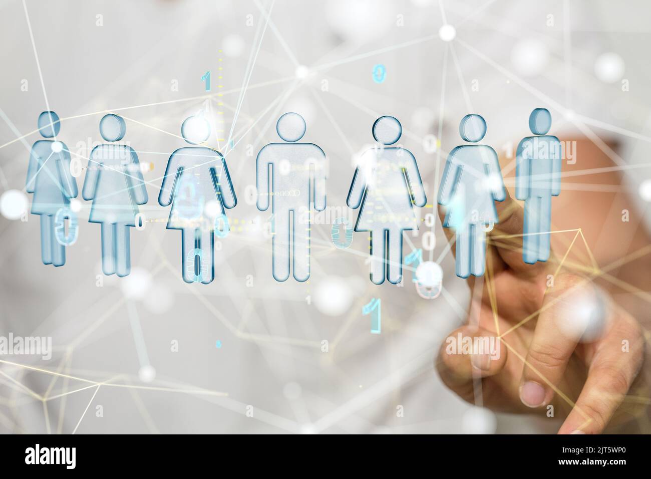 A 3D rendered global network hovering in mans hand Stock Photo - Alamy