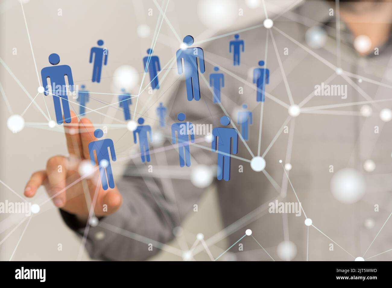 A 3D rendered global network hovering in mans hand Stock Photo - Alamy