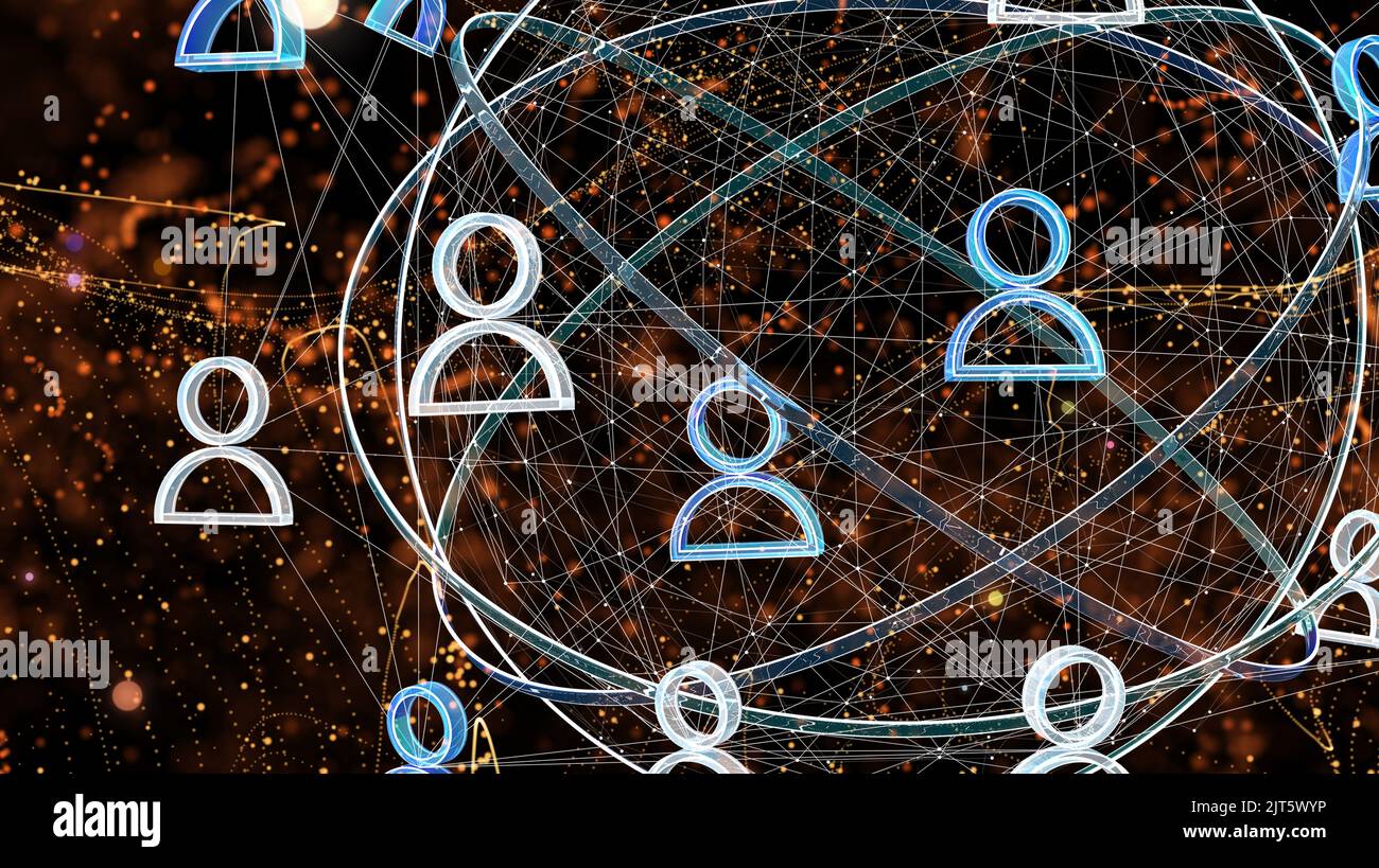 A 3D rendered global network hovering in mans hand Stock Photo - Alamy