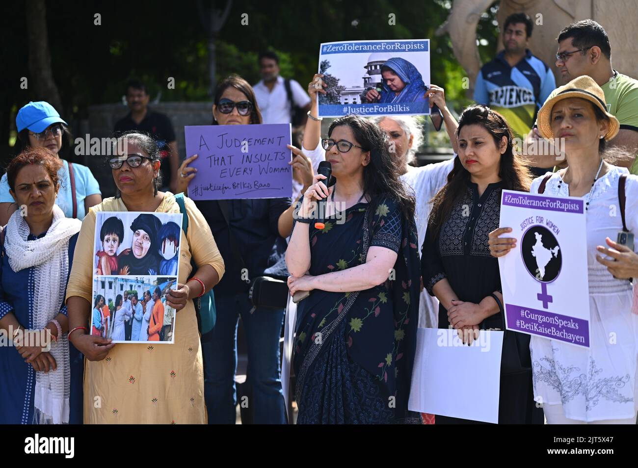 Gurgaon Riots Gurgaon residents protest against the release of rape accused of Bilkis ...