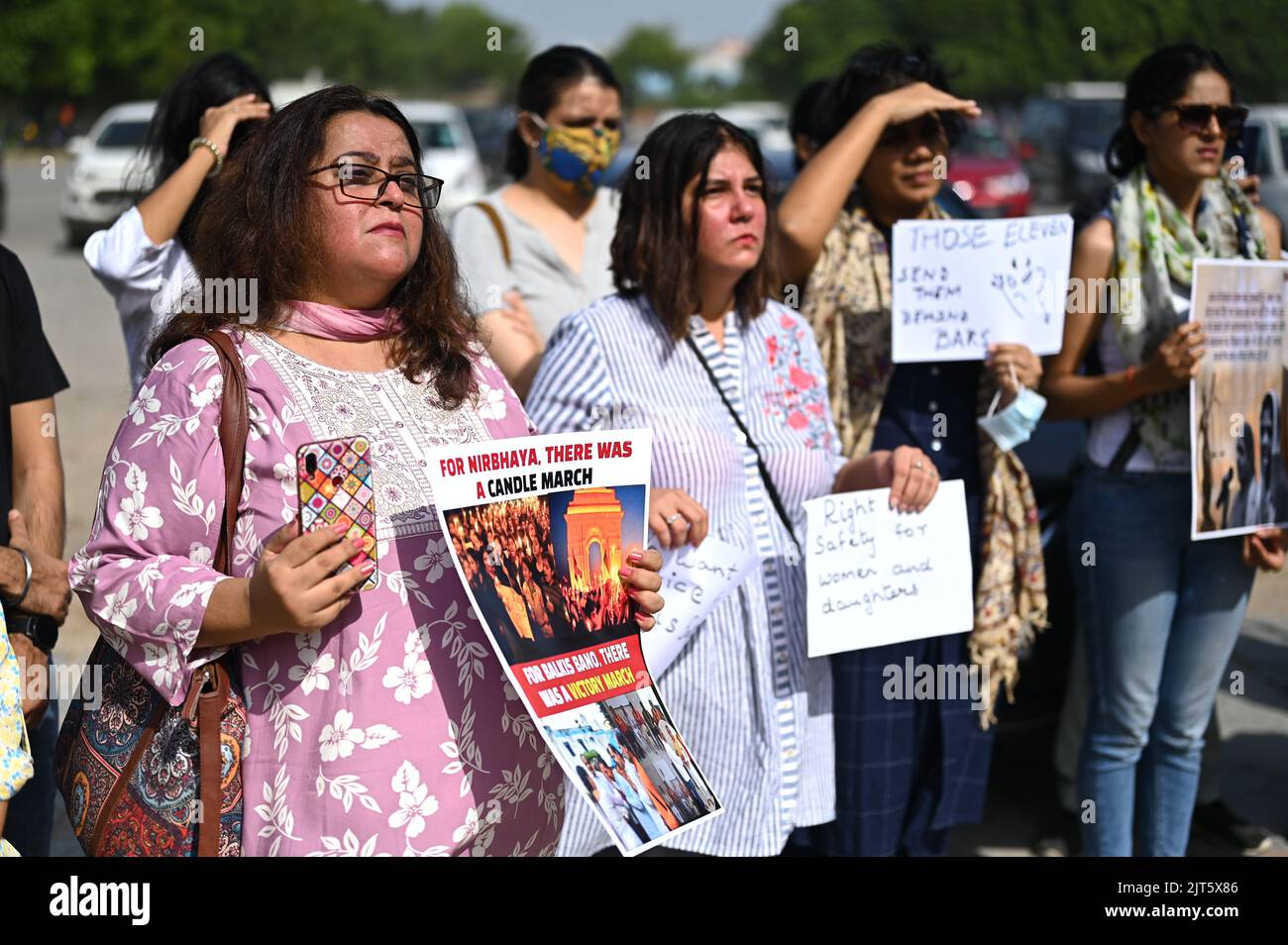 Gurgaon Riots Gurgaon residents protest against the release of rape accused of Bilkis ...