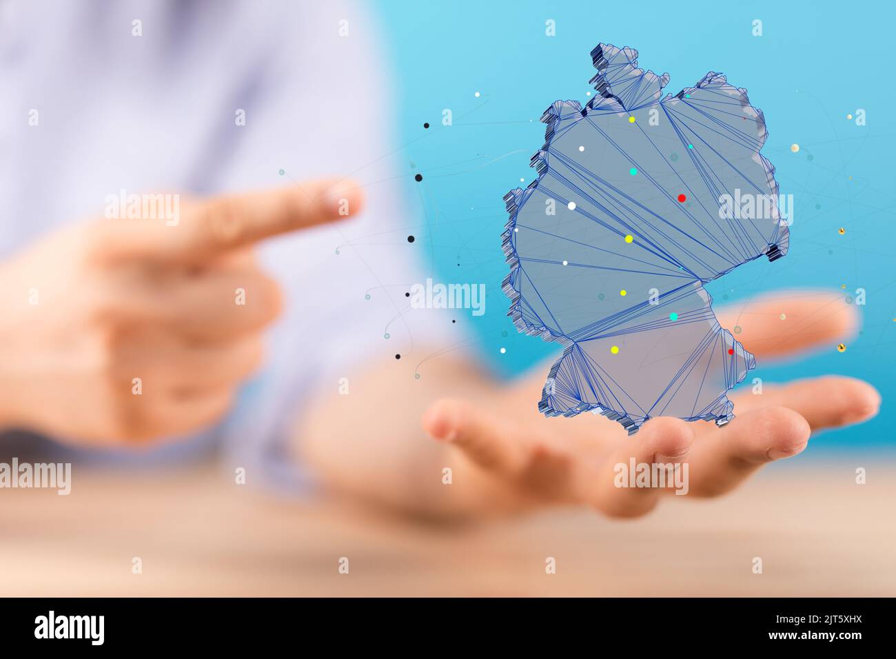 A 3D rendered German map hovering in man's hand Stock Photo - Alamy
