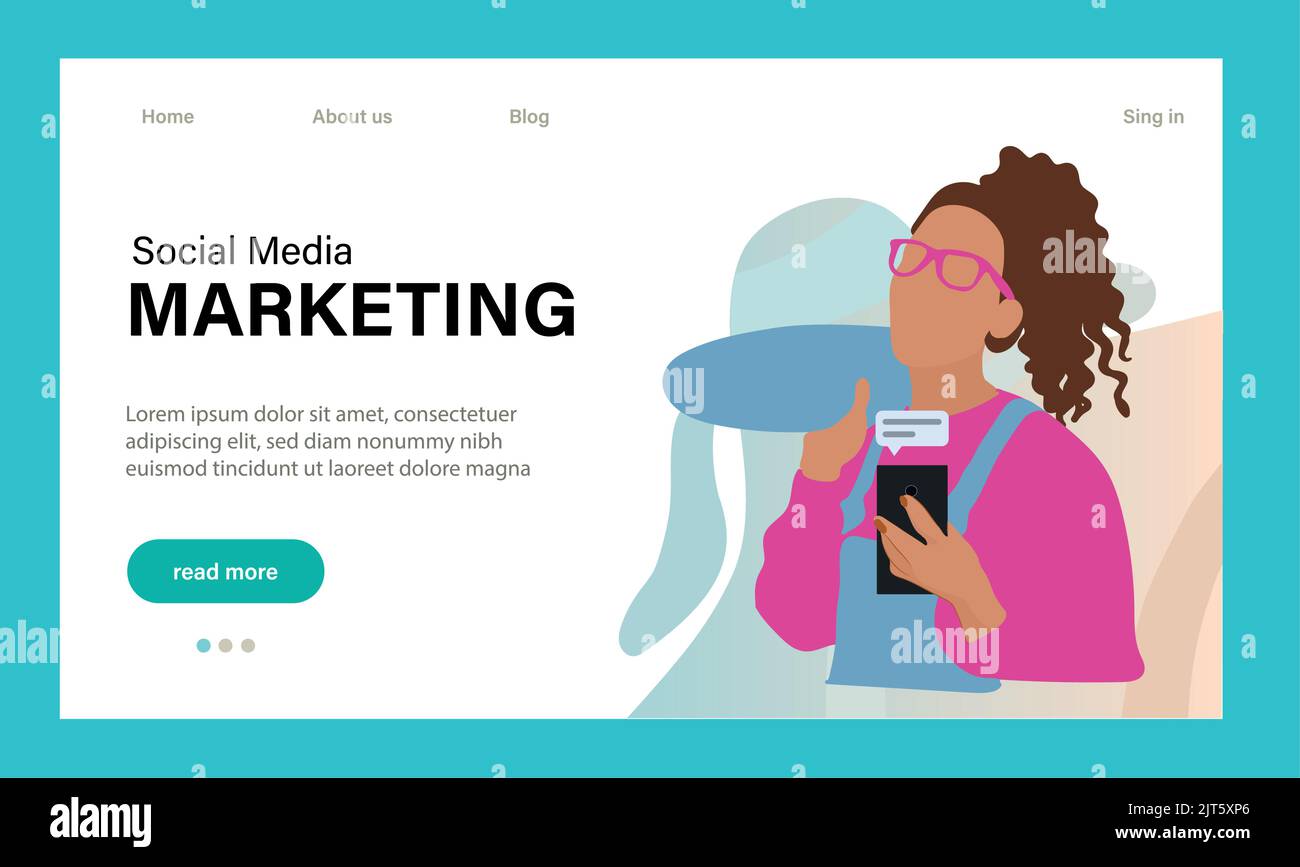 Landing page template of Social media marketing. Modern flat design ...