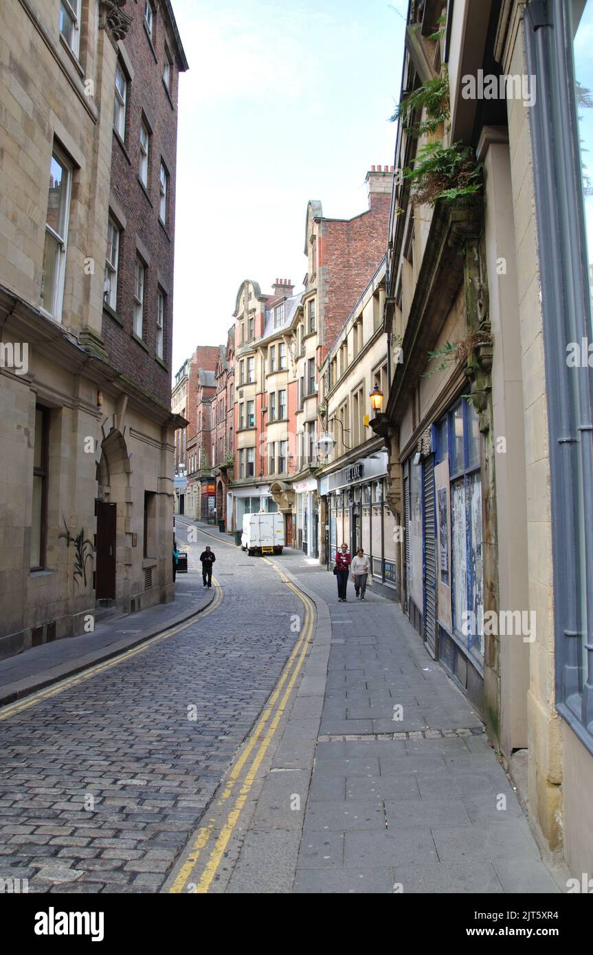 Small back street, city centre, Newcastle upon Tyne Stock Photo
